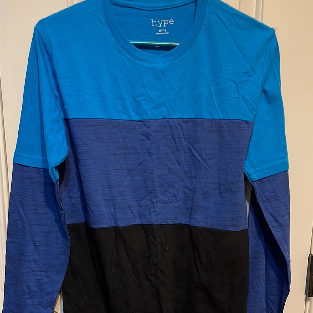 Hype Blue and Black Long Sleeve Tee